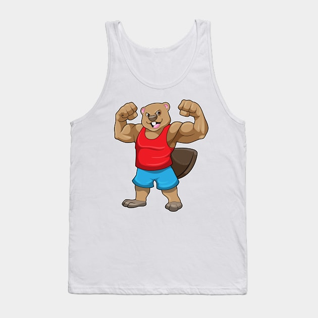 Beaver as Bodybuilder with big Upper arms Tank Top by Markus Schnabel